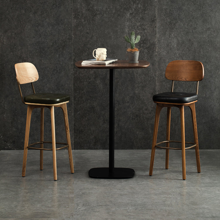 Industrial Round Bar Counter Table Wooden Dining Table for Kitchen 27.6"L x 27.6"W x 37.4"H Black Without Chairs Clearhalo 'Bar Furniture' 'Bar Tables' 'bar_tables' 'furn' 'furn_bar_tables' 'Furniture' 'furniture_bar_tables' 'Kitchen & Dining Furniture' 4806947