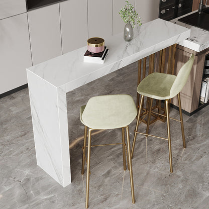 Nordic Glam Style Rectangle Bar Counter Table Sintered Stone Dining Table with Metal Legs White Without Chairs Clearhalo 'Bar Furniture' 'Bar Tables' 'bar_tables' 'furn' 'furn_bar_tables' 'Furniture' 'furniture_bar_tables' 'Kitchen & Dining Furniture' 4806960