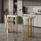 Nordic Glam Style Rectangle Bar Counter Table Sintered Stone Dining Table with Metal Legs 55.1"L x 15.7"W x 39.4"H Gold Without Chairs Clearhalo 'Bar Furniture' 'Bar Tables' 'bar_tables' 'furn' 'furn_bar_tables' 'Furniture' 'furniture_bar_tables' 'Kitchen & Dining Furniture' 4806963