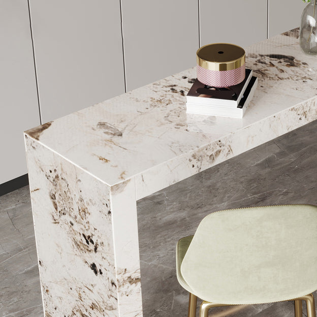 Nordic Glam Style Rectangle Bar Counter Table Sintered Stone Dining Table with Metal Legs Clearhalo 'Bar Furniture' 'Bar Tables' 'bar_tables' 'furn' 'furn_bar_tables' 'Furniture' 'furniture_bar_tables' 'Kitchen & Dining Furniture' 4806965