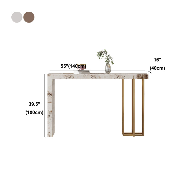 Nordic Glam Style Rectangle Bar Counter Table Sintered Stone Dining Table with Metal Legs Clearhalo 'Bar Furniture' 'Bar Tables' 'bar_tables' 'furn' 'furn_bar_tables' 'Furniture' 'furniture_bar_tables' 'Kitchen & Dining Furniture' 4806968
