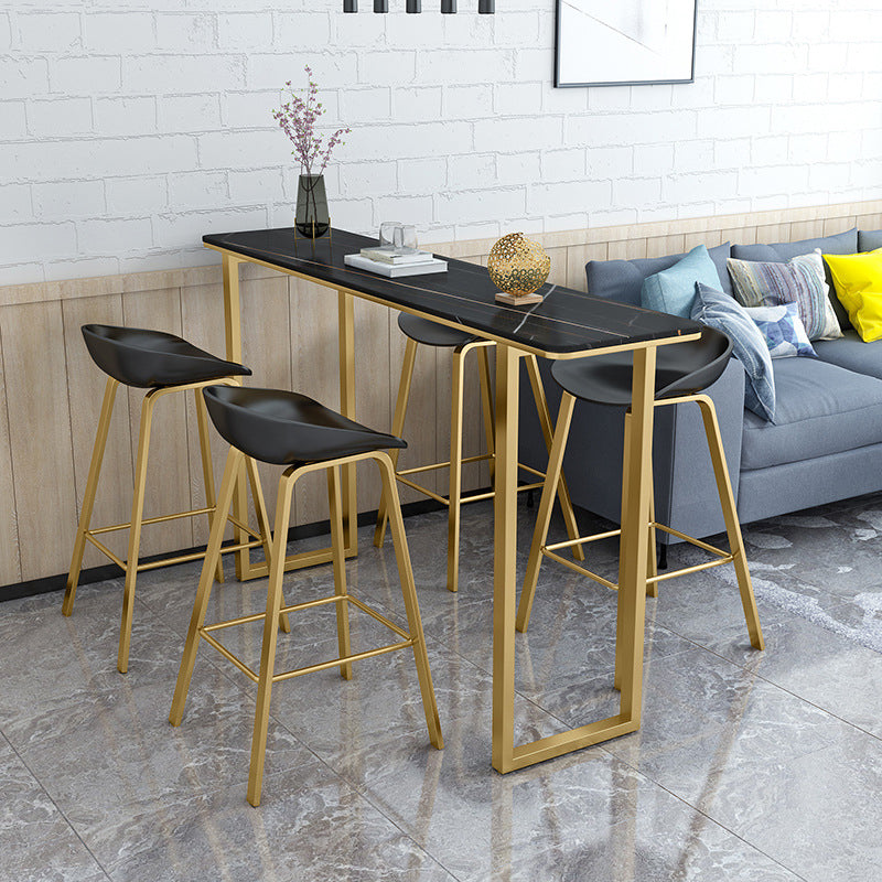 Nordic Style Rectangle Bar Counter Table Sintered Stone Dining Table for Kitchen 70.9"L x 15.7"W x 41.3"H Black Without Chairs Clearhalo 'Bar Furniture' 'Bar Tables' 'bar_tables' 'furn' 'furn_bar_tables' 'Furniture' 'furniture_bar_tables' 'Kitchen & Dining Furniture' 4806988