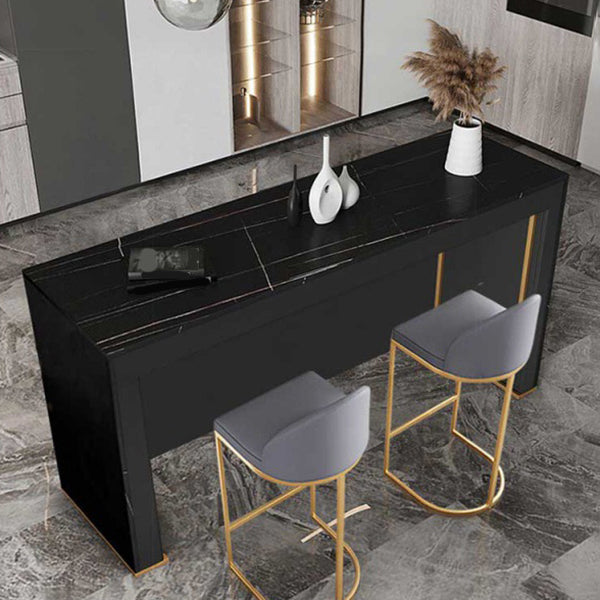 Modern Rectangle Bar Counter Table Sintered Stone Dining Table for Kitchen Black Without Chairs Clearhalo 'Bar Furniture' 'Bar Tables' 'bar_tables' 'furn' 'furn_bar_tables' 'Furniture' 'furniture_bar_tables' 'Kitchen & Dining Furniture' 4807014