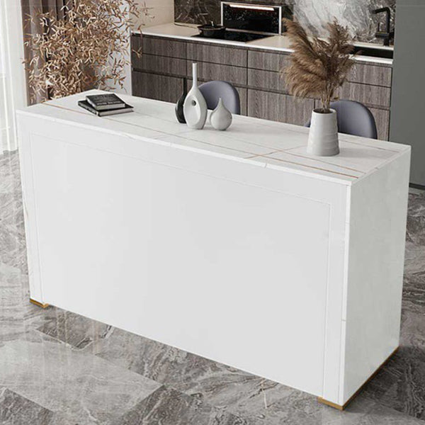Modern Rectangle Bar Counter Table Sintered Stone Dining Table for Kitchen 63"L x 15.7"W x 41.3"H White Without Chairs Clearhalo 'Bar Furniture' 'Bar Tables' 'bar_tables' 'furn' 'furn_bar_tables' 'Furniture' 'furniture_bar_tables' 'Kitchen & Dining Furniture' 4807017