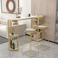 Stone Top Bar Dining Table Traditional Luxury Bar Table with Sled Base 78.7"L x 15.7"W x 41.3"H Gold Free Form Clearhalo 'Bar Furniture' 'Bar Tables' 'bar_tables' 'furn' 'furn_bar_tables' 'Furniture' 'furniture_bar_tables' 'Kitchen & Dining Furniture' 4807048