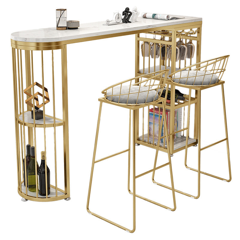 Stone Top Bar Dining Table Traditional Luxury Bar Table with Sled Base Clearhalo 'Bar Furniture' 'Bar Tables' 'bar_tables' 'furn' 'furn_bar_tables' 'Furniture' 'furniture_bar_tables' 'Kitchen & Dining Furniture' 4807055