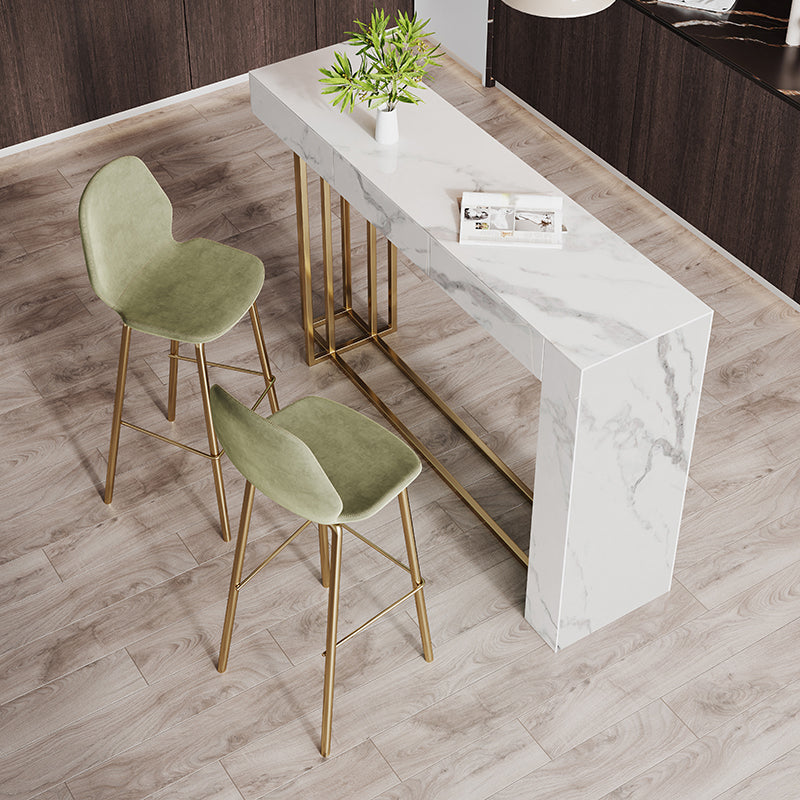 Nordic Rectangle Bar Counter Table Sintered Stone Dining Table for Kitchen 70.9"L x 15.7"W x 39.4"H White Without Chairs Clearhalo 'Bar Furniture' 'Bar Tables' 'bar_tables' 'furn' 'furn_bar_tables' 'Furniture' 'furniture_bar_tables' 'Kitchen & Dining Furniture' 4807072