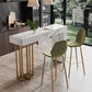Nordic Rectangle Bar Counter Table Sintered Stone Dining Table for Kitchen 55.1"L x 15.7"W x 39.4"H White Without Chairs Clearhalo 'Bar Furniture' 'Bar Tables' 'bar_tables' 'furn' 'furn_bar_tables' 'Furniture' 'furniture_bar_tables' 'Kitchen & Dining Furniture' 4807075