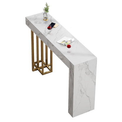 Nordic Glam Rectangle Bar Counter Table Sintered Stone Dining Table for Kitchen White Without Chairs Clearhalo 'Bar Furniture' 'Bar Tables' 'bar_tables' 'furn' 'furn_bar_tables' 'Furniture' 'furniture_bar_tables' 'Kitchen & Dining Furniture' 4807090