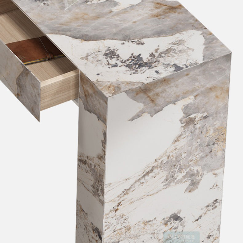 Nordic Glam Rectangle Bar Counter Table Sintered Stone Dining Table for Kitchen Clearhalo 'Bar Furniture' 'Bar Tables' 'bar_tables' 'furn' 'furn_bar_tables' 'Furniture' 'furniture_bar_tables' 'Kitchen & Dining Furniture' 4807093