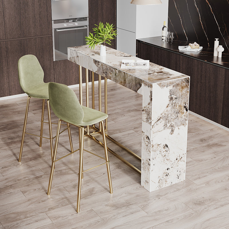Contemporary Style Rectangle Bar Counter Table Sintered Stone Dining Table for Kitchen Gold Without Chairs Clearhalo 'Bar Furniture' 'Bar Tables' 'bar_tables' 'furn' 'furn_bar_tables' 'Furniture' 'furniture_bar_tables' 'Kitchen & Dining Furniture' 4807099
