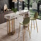 Contemporary Style Rectangle Bar Counter Table Sintered Stone Dining Table for Kitchen 55.1"L x 15.7"W x 39.4"H Gold Without Chairs Clearhalo 'Bar Furniture' 'Bar Tables' 'bar_tables' 'furn' 'furn_bar_tables' 'Furniture' 'furniture_bar_tables' 'Kitchen & Dining Furniture' 4807100