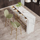 Contemporary Style Rectangle Bar Counter Table Sintered Stone Dining Table for Kitchen 63"L x 15.7"W x 39.4"H White Without Chairs Clearhalo 'Bar Furniture' 'Bar Tables' 'bar_tables' 'furn' 'furn_bar_tables' 'Furniture' 'furniture_bar_tables' 'Kitchen & Dining Furniture' 4807102