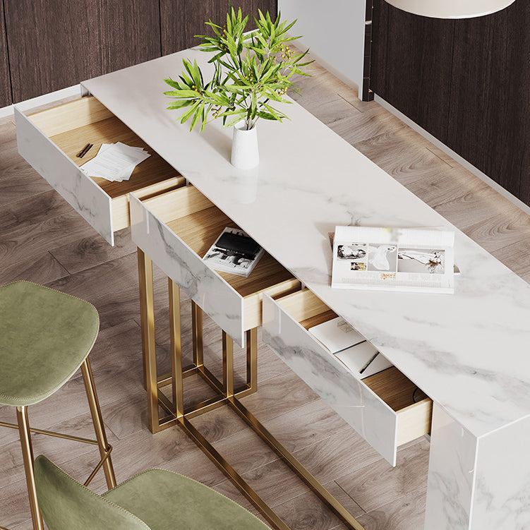 Contemporary Style Rectangle Bar Counter Table Sintered Stone Dining Table for Kitchen Clearhalo 'Bar Furniture' 'Bar Tables' 'bar_tables' 'furn' 'furn_bar_tables' 'Furniture' 'furniture_bar_tables' 'Kitchen & Dining Furniture' 4807105