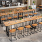 Pine Wood Bar Table Industrial Bar Dining Table with Trestle Base 86.6"L x 23.6"W x 41.3"H Without Chairs Clearhalo 'Bar Furniture' 'Bar Tables' 'bar_tables' 'furn' 'furn_bar_tables' 'Furniture' 'furniture_bar_tables' 'Kitchen & Dining Furniture' 4807118