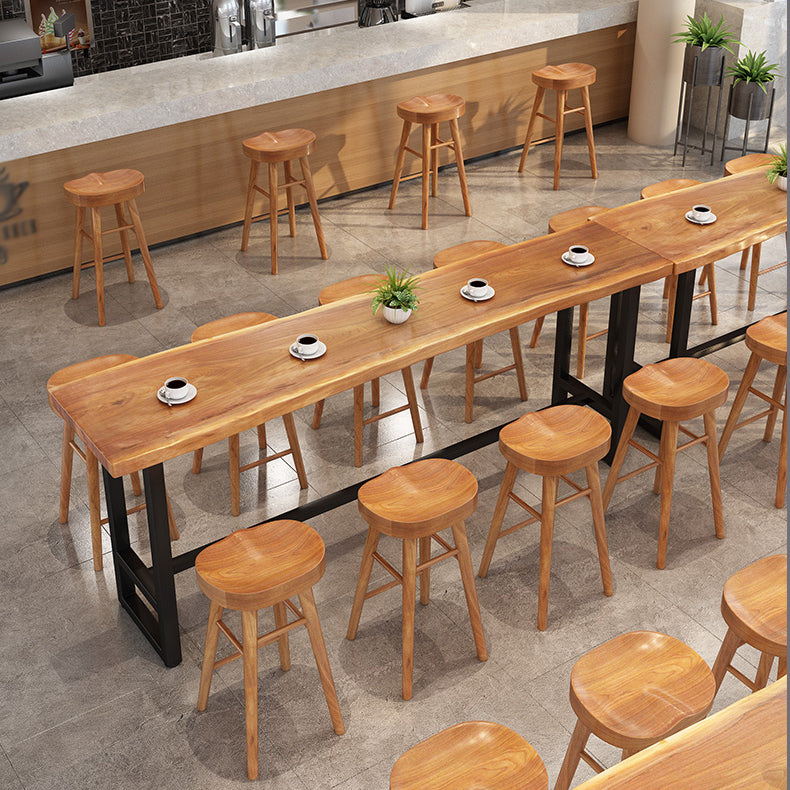 Pine Wood Bar Table Industrial Bar Dining Table with Trestle Base Clearhalo 'Bar Furniture' 'Bar Tables' 'bar_tables' 'furn' 'furn_bar_tables' 'Furniture' 'furniture_bar_tables' 'Kitchen & Dining Furniture' 4807123
