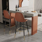 Contemporary Rectangle Bar Counter Table Sintered Stone Dining Table for Kitchen 47.2"L x 15.7"W x 39.4"H Orange Without Chairs Clearhalo 'Bar Furniture' 'Bar Tables' 'bar_tables' 'furn' 'furn_bar_tables' 'Furniture' 'furniture_bar_tables' 'Kitchen & Dining Furniture' 4807145