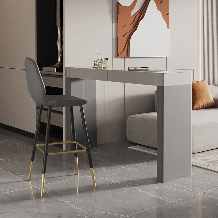 Contemporary Rectangle Bar Counter Table Sintered Stone Dining Table for Kitchen 47.2"L x 15.7"W x 39.4"H Grey Without Chairs Clearhalo 'Bar Furniture' 'Bar Tables' 'bar_tables' 'furn' 'furn_bar_tables' 'Furniture' 'furniture_bar_tables' 'Kitchen & Dining Furniture' 4807148