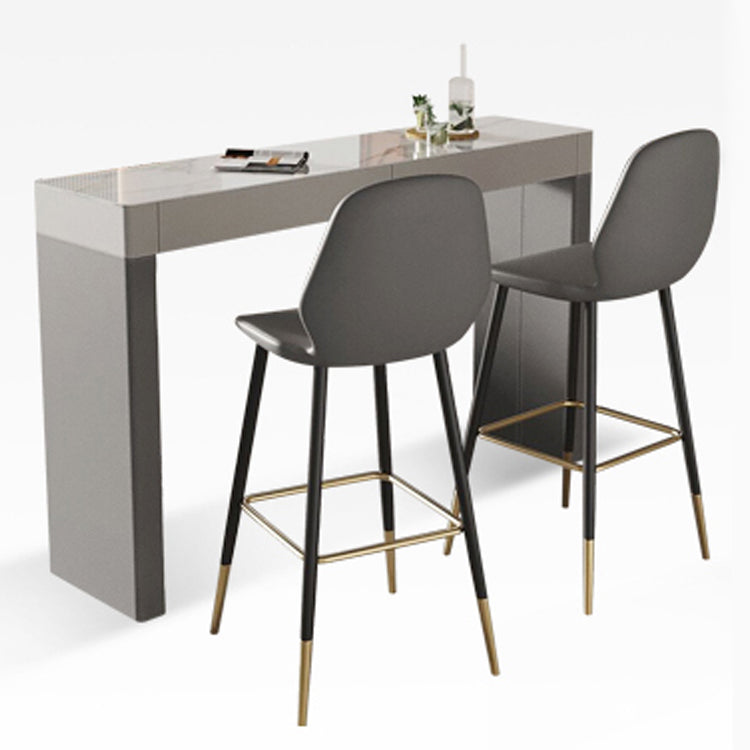 Contemporary Rectangle Bar Counter Table Sintered Stone Dining Table for Kitchen Grey Without Chairs Clearhalo 'Bar Furniture' 'Bar Tables' 'bar_tables' 'furn' 'furn_bar_tables' 'Furniture' 'furniture_bar_tables' 'Kitchen & Dining Furniture' 4807154