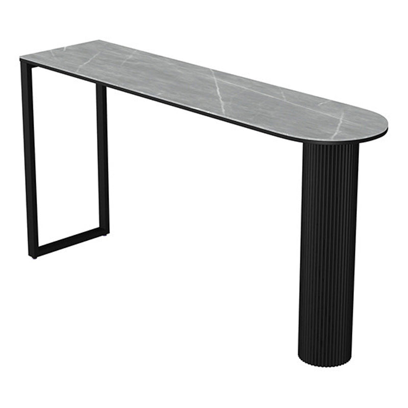 Stone Bar Dining Table Contemporary Bar Table with Sled Base Grey Black Clearhalo 'Bar Furniture' 'Bar Tables' 'bar_tables' 'furn' 'furn_bar_tables' 'Furniture' 'furniture_bar_tables' 'Kitchen & Dining Furniture' 4807166