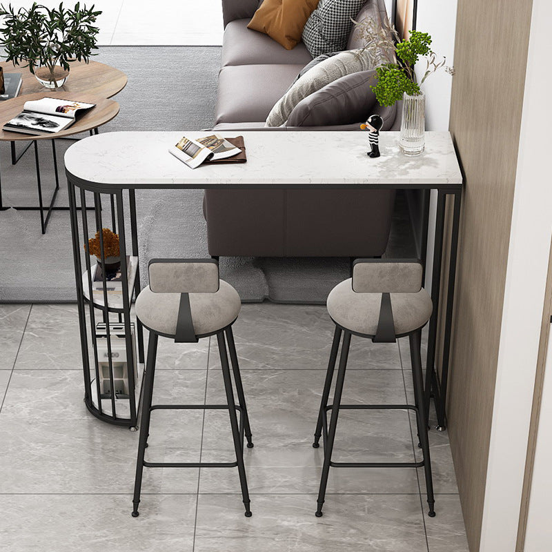White Stone Bar Dining Table Contemporary Bar Table with Sled Base Clearhalo 'Bar Furniture' 'Bar Tables' 'bar_tables' 'Furniture' 'furniture_bar_tables' 'Kitchen & Dining Furniture' 4807207