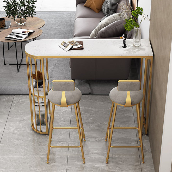 White Stone Bar Dining Table Contemporary Bar Table with Sled Base Clearhalo 'Bar Furniture' 'Bar Tables' 'bar_tables' 'Furniture' 'furniture_bar_tables' 'Kitchen & Dining Furniture' 4807208