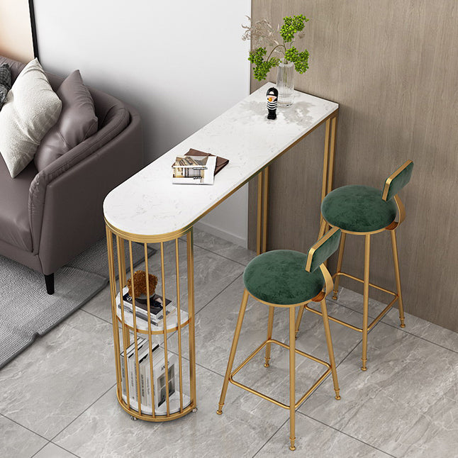 White Stone Bar Dining Table Contemporary Bar Table with Sled Base Clearhalo 'Bar Furniture' 'Bar Tables' 'bar_tables' 'Furniture' 'furniture_bar_tables' 'Kitchen & Dining Furniture' 4807209