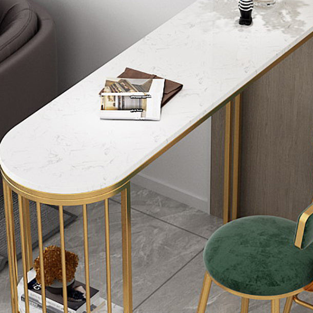 White Stone Bar Dining Table Contemporary Bar Table with Sled Base Clearhalo 'Bar Furniture' 'Bar Tables' 'bar_tables' 'Furniture' 'furniture_bar_tables' 'Kitchen & Dining Furniture' 4807211