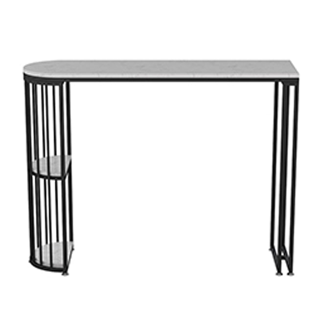 White Stone Bar Dining Table Contemporary Bar Table with Sled Base Clearhalo 'Bar Furniture' 'Bar Tables' 'bar_tables' 'Furniture' 'furniture_bar_tables' 'Kitchen & Dining Furniture' 4807212