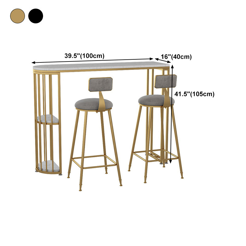 White Stone Bar Dining Table Contemporary Bar Table with Sled Base Clearhalo 'Bar Furniture' 'Bar Tables' 'bar_tables' 'Furniture' 'furniture_bar_tables' 'Kitchen & Dining Furniture' 4807215