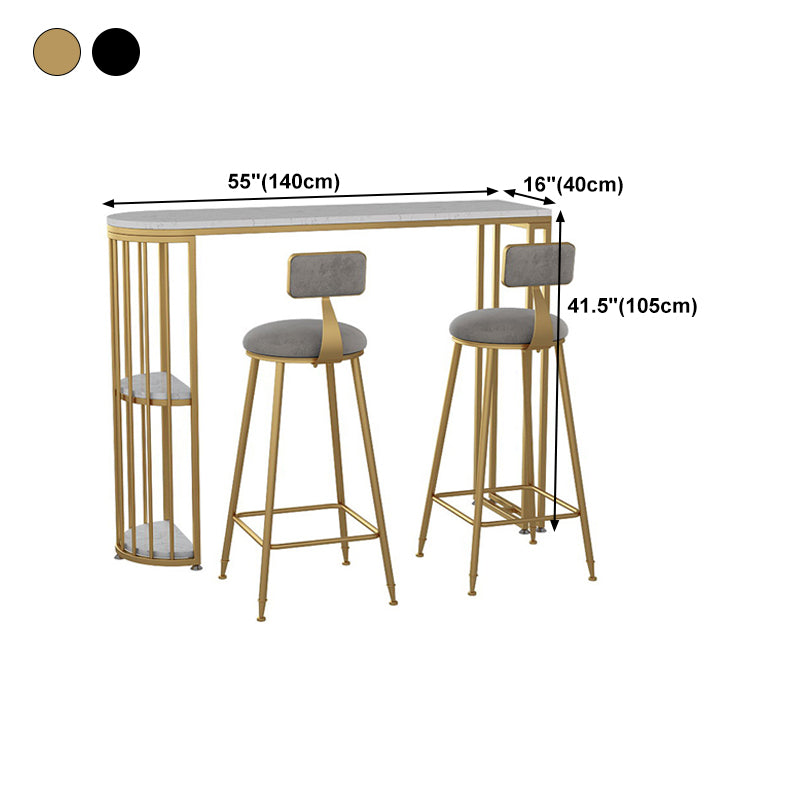 White Stone Bar Dining Table Contemporary Bar Table with Sled Base Clearhalo 'Bar Furniture' 'Bar Tables' 'bar_tables' 'Furniture' 'furniture_bar_tables' 'Kitchen & Dining Furniture' 4807219