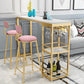 Stone Rectangle Bar Table White Contemporary Bar Table with Sled Base 86.6"L x 15.7"W x 41.3"H Gold Without Chairs Clearhalo 'Bar Furniture' 'Bar Tables' 'bar_tables' 'furn' 'furn_bar_tables' 'Furniture' 'furniture_bar_tables' 'Kitchen & Dining Furniture' 4807229