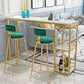 Stone Rectangle Bar Table White Contemporary Bar Table with Sled Base 78.7"L x 15.7"W x 41.3"H Gold Without Chairs Clearhalo 'Bar Furniture' 'Bar Tables' 'bar_tables' 'furn' 'furn_bar_tables' 'Furniture' 'furniture_bar_tables' 'Kitchen & Dining Furniture' 4807230