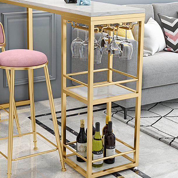 Stone Rectangle Bar Table White Contemporary Bar Table with Sled Base Clearhalo 'Bar Furniture' 'Bar Tables' 'bar_tables' 'furn' 'furn_bar_tables' 'Furniture' 'furniture_bar_tables' 'Kitchen & Dining Furniture' 4807233