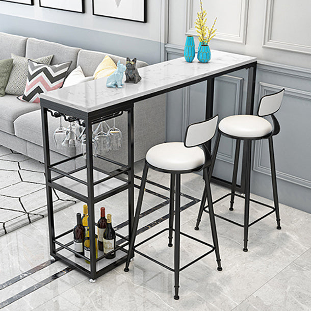 Stone Rectangle Bar Table White Contemporary Bar Table with Sled Base Clearhalo 'Bar Furniture' 'Bar Tables' 'bar_tables' 'furn' 'furn_bar_tables' 'Furniture' 'furniture_bar_tables' 'Kitchen & Dining Furniture' 4807236