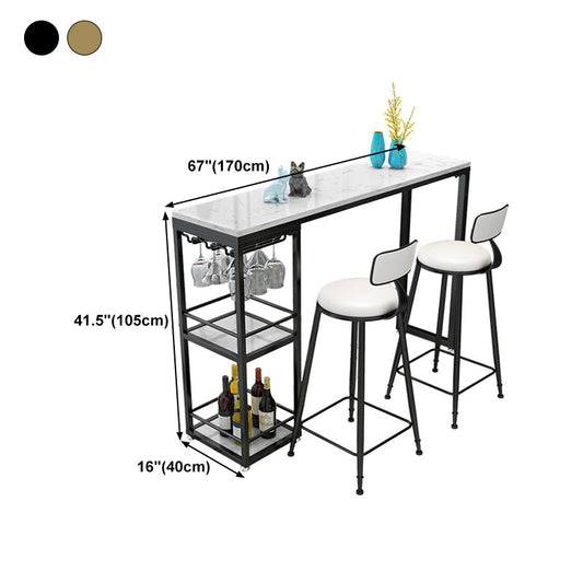 Stone Rectangle Bar Table White Contemporary Bar Table with Sled Base Clearhalo 'Bar Furniture' 'Bar Tables' 'bar_tables' 'furn' 'furn_bar_tables' 'Furniture' 'furniture_bar_tables' 'Kitchen & Dining Furniture' 4807244