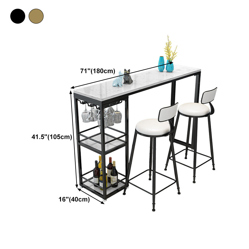 Stone Rectangle Bar Table White Contemporary Bar Table with Sled Base Clearhalo 'Bar Furniture' 'Bar Tables' 'bar_tables' 'furn' 'furn_bar_tables' 'Furniture' 'furniture_bar_tables' 'Kitchen & Dining Furniture' 4807245