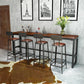 Pine Wood Bar Dining Table Industrial Bar Table with Trestle Base 94.5"L x 15.7"W x 41.3"H Without Chairs Clearhalo 'Bar Furniture' 'Bar Tables' 'bar_tables' 'furn' 'furn_bar_tables' 'Furniture' 'furniture_bar_tables' 'Kitchen & Dining Furniture' 4807250