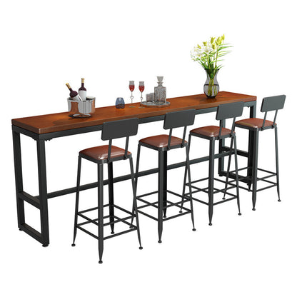 Pine Wood Bar Dining Table Industrial Bar Table with Trestle Base Without Chairs Clearhalo 'Bar Furniture' 'Bar Tables' 'bar_tables' 'furn' 'furn_bar_tables' 'Furniture' 'furniture_bar_tables' 'Kitchen & Dining Furniture' 4807253