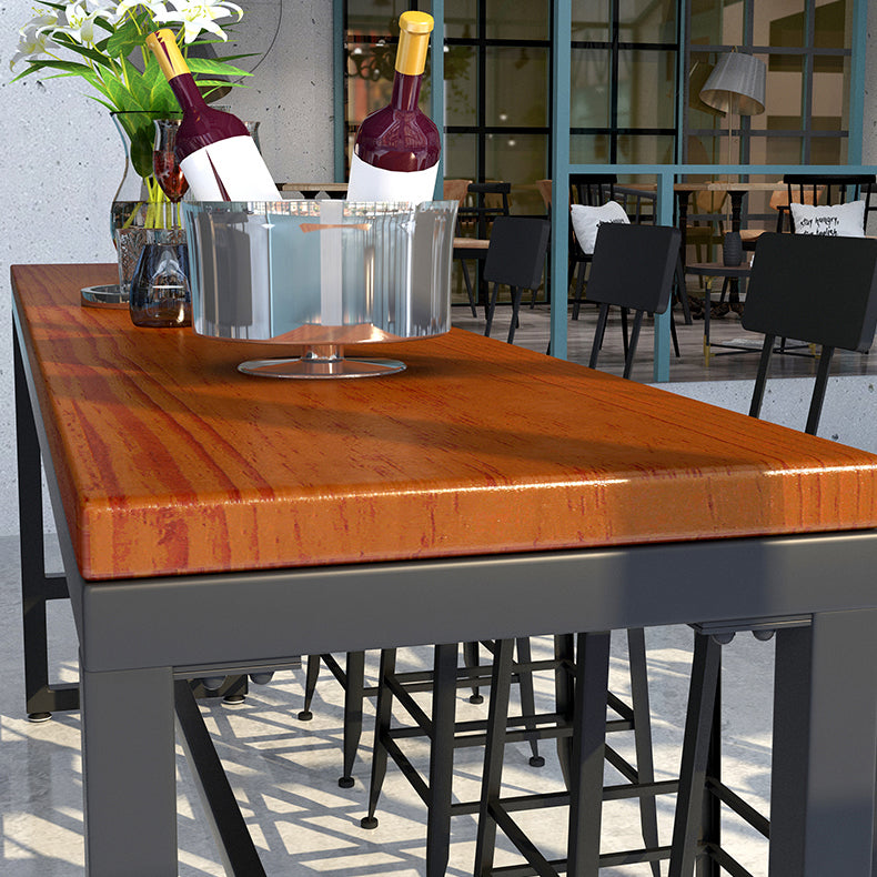 Pine Wood Bar Dining Table Industrial Bar Table with Trestle Base Clearhalo 'Bar Furniture' 'Bar Tables' 'bar_tables' 'furn' 'furn_bar_tables' 'Furniture' 'furniture_bar_tables' 'Kitchen & Dining Furniture' 4807254