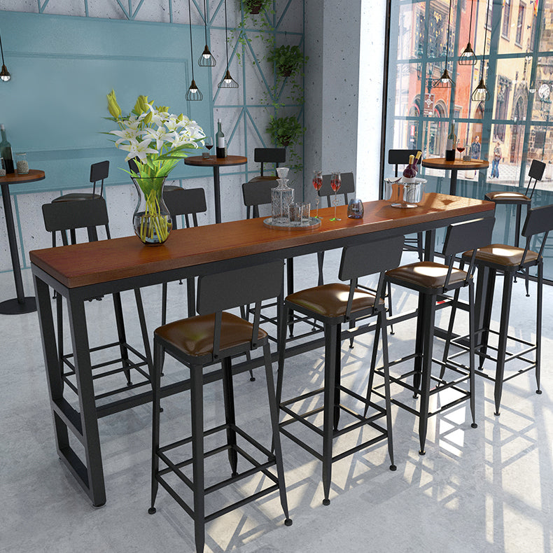 Pine Wood Bar Dining Table Industrial Bar Table with Trestle Base Clearhalo 'Bar Furniture' 'Bar Tables' 'bar_tables' 'furn' 'furn_bar_tables' 'Furniture' 'furniture_bar_tables' 'Kitchen & Dining Furniture' 4807260
