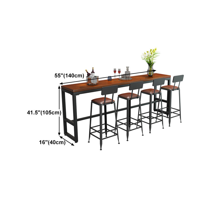 Pine Wood Bar Dining Table Industrial Bar Table with Trestle Base Clearhalo 'Bar Furniture' 'Bar Tables' 'bar_tables' 'furn' 'furn_bar_tables' 'Furniture' 'furniture_bar_tables' 'Kitchen & Dining Furniture' 4807263