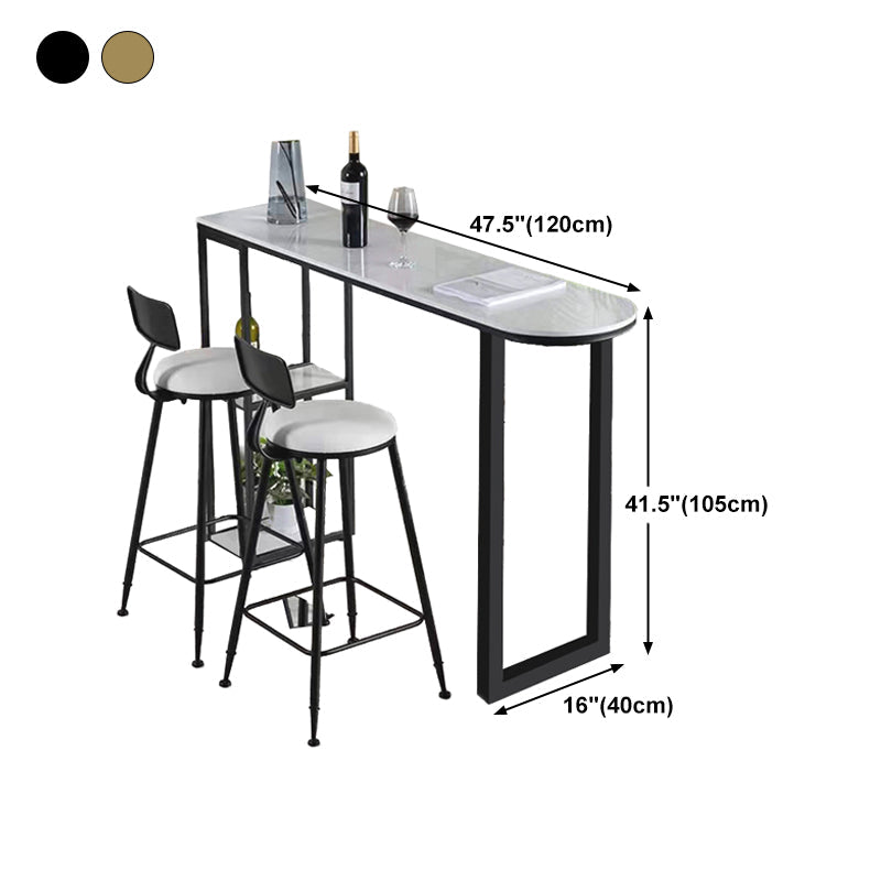 White Stone Top Bar Table Traditional Luxury Bar Table with Sled Base Clearhalo 'Bar Furniture' 'Bar Tables' 'bar_tables' 'furn' 'furn_bar_tables' 'Furniture' 'furniture_bar_tables' 'Kitchen & Dining Furniture' 4807280