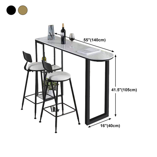 White Stone Top Bar Table Traditional Luxury Bar Table with Sled Base Clearhalo 'Bar Furniture' 'Bar Tables' 'bar_tables' 'furn' 'furn_bar_tables' 'Furniture' 'furniture_bar_tables' 'Kitchen & Dining Furniture' 4807282