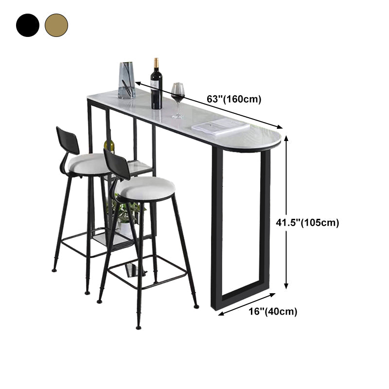 White Stone Top Bar Table Traditional Luxury Bar Table with Sled Base Clearhalo 'Bar Furniture' 'Bar Tables' 'bar_tables' 'furn' 'furn_bar_tables' 'Furniture' 'furniture_bar_tables' 'Kitchen & Dining Furniture' 4807284