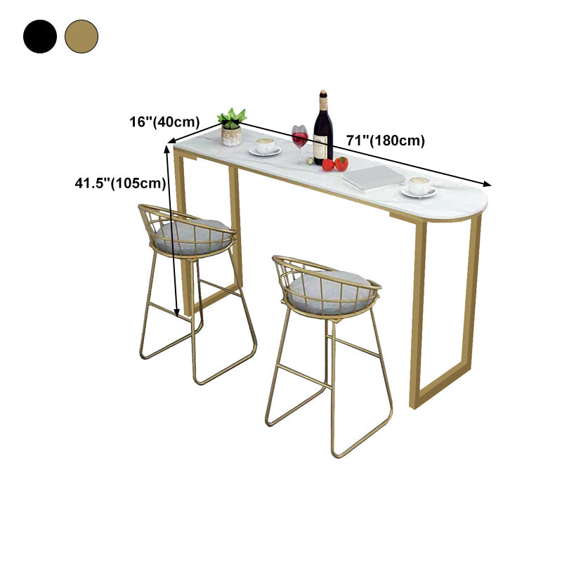 White Stone Top Bar Table Traditional Luxury Bar Table with Sled Base Clearhalo 'Bar Furniture' 'Bar Tables' 'bar_tables' 'furn' 'furn_bar_tables' 'Furniture' 'furniture_bar_tables' 'Kitchen & Dining Furniture' 4807287