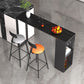 Stone Top Bar Dining Table Traditional Luxury Bar Table with Black Sled Base 70.9"L x 15.7"W x 41.3"H Black Without Chairs Clearhalo 'Bar Furniture' 'Bar Tables' 'bar_tables' 'furn' 'furn_bar_tables' 'Furniture' 'furniture_bar_tables' 'Kitchen & Dining Furniture' 4807291