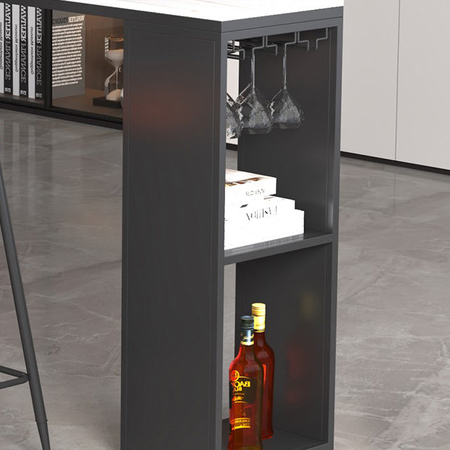 Stone Top Bar Dining Table Traditional Luxury Bar Table with Black Sled Base Clearhalo 'Bar Furniture' 'Bar Tables' 'bar_tables' 'furn' 'furn_bar_tables' 'Furniture' 'furniture_bar_tables' 'Kitchen & Dining Furniture' 4807293