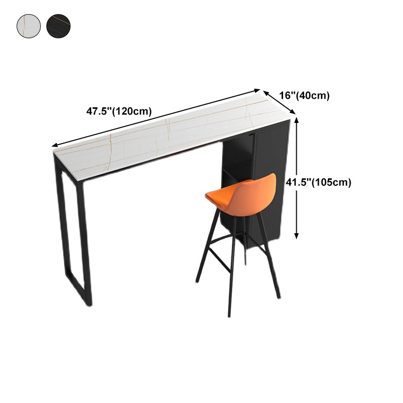 Stone Top Bar Dining Table Traditional Luxury Bar Table with Black Sled Base Clearhalo 'Bar Furniture' 'Bar Tables' 'bar_tables' 'furn' 'furn_bar_tables' 'Furniture' 'furniture_bar_tables' 'Kitchen & Dining Furniture' 4807299