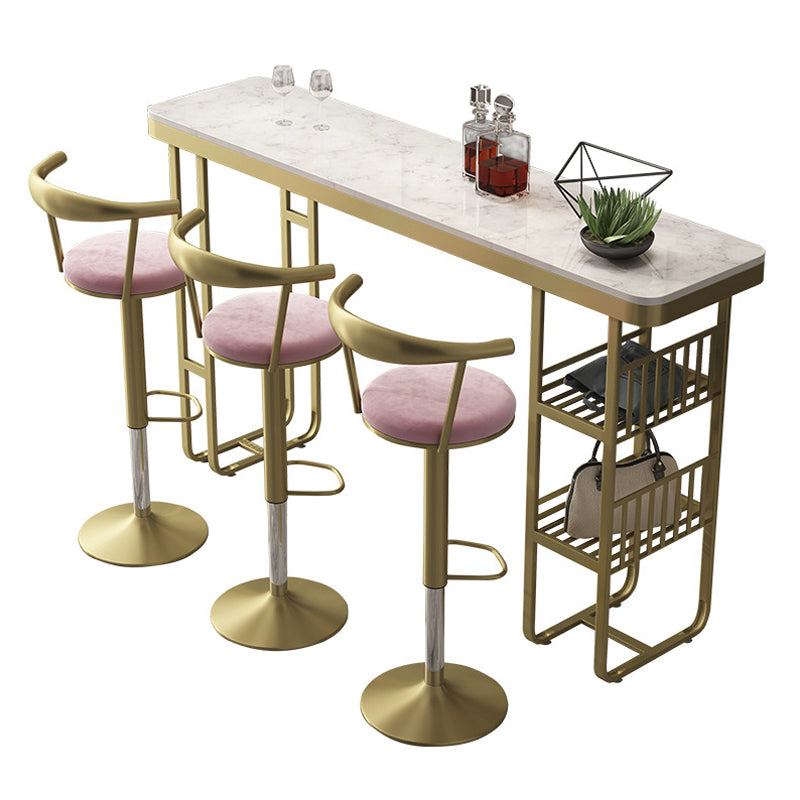 White Stone Bar Table Traditional Luxury Rectangle Bar Dining Table with Sled Base Without Chairs Clearhalo 'Bar Furniture' 'Bar Tables' 'bar_tables' 'furn' 'furn_bar_tables' 'Furniture' 'furniture_bar_tables' 'Kitchen & Dining Furniture' 4807308